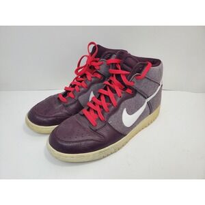 Nike Dunk High Burgundy Canvas Red Laces White Swoosh 317982-607 Mens 11.5